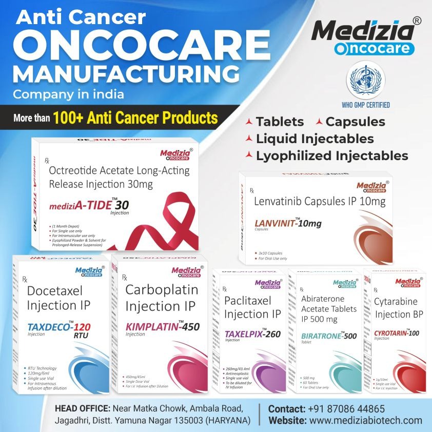 Anticancer Tablets Injection and Capsules Manufacture in India by Medizia Biotech